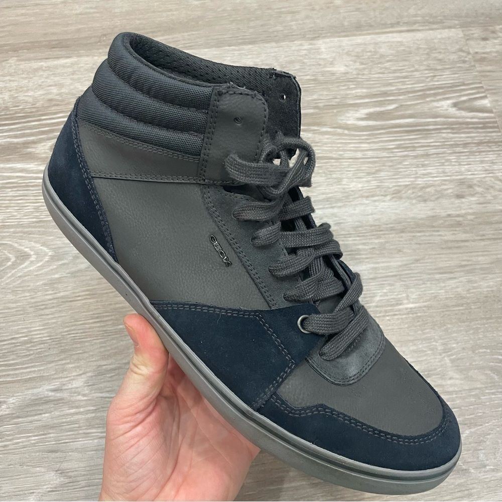 Geox Men's Hi-Top Sneakers Leather Suede Gray Waterproof Lace Up Fall Boots